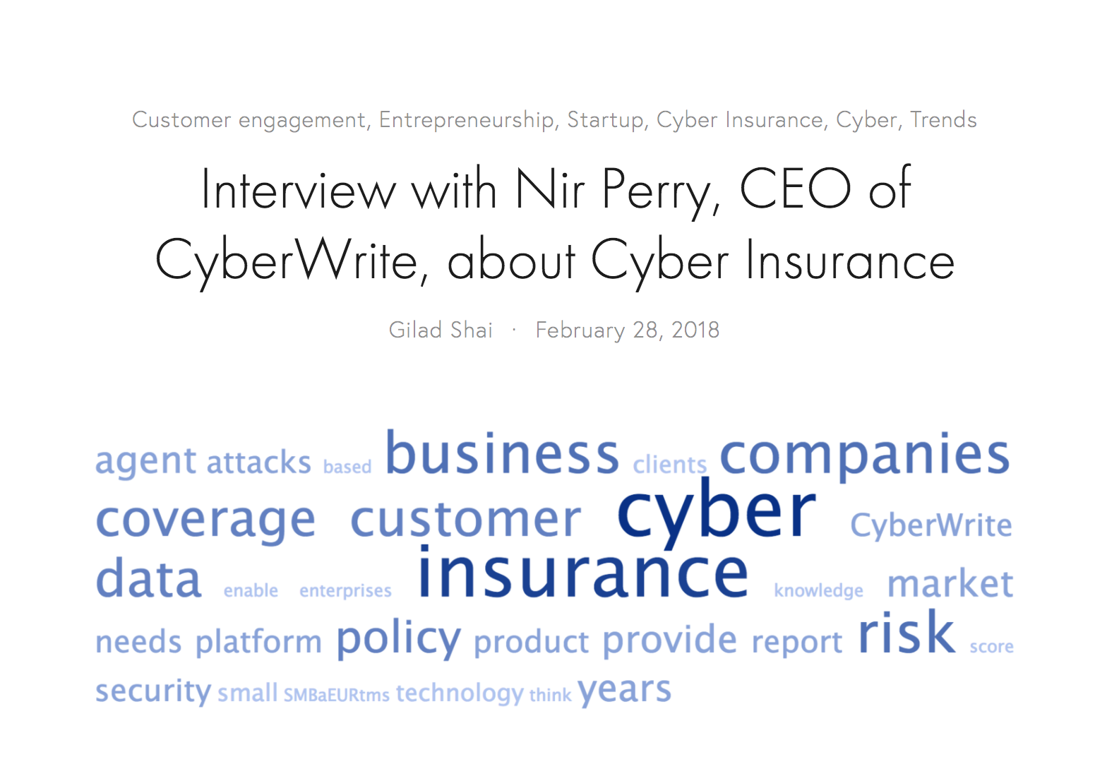 Interview with Nir Perry on Insurtech.me on Cyberwrite